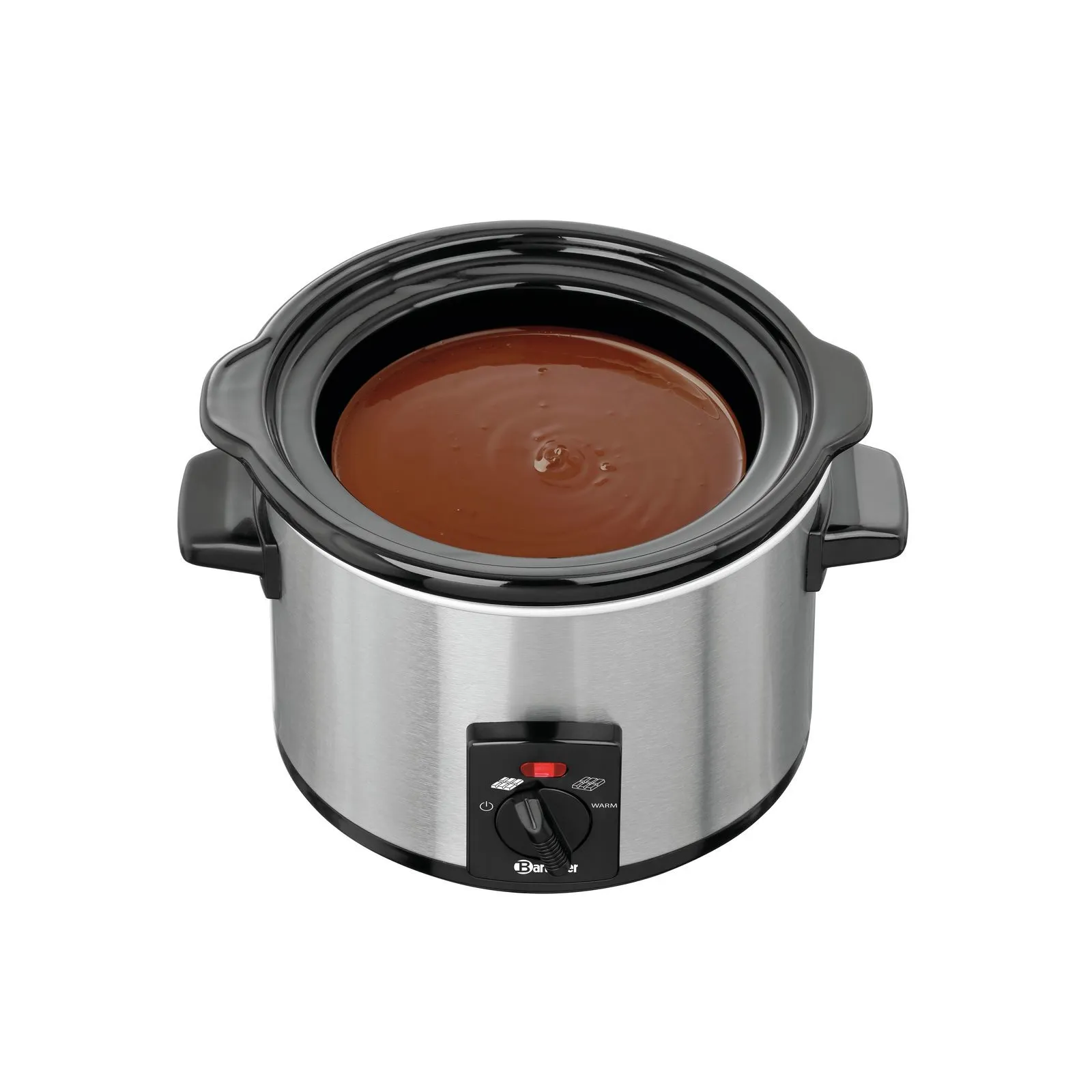 Bartscher 900005 Schokoladenwaermer Ansicht ohne Deckel mit Schokolade, Slow cooker, Edelstahl, Gerät zum Warmhalten, Programmierbar, Manuelle Steuerung