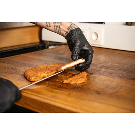 Fleisch, Frittiertes, Küchenwerkzeug, Arbeitsfläche, Backblech