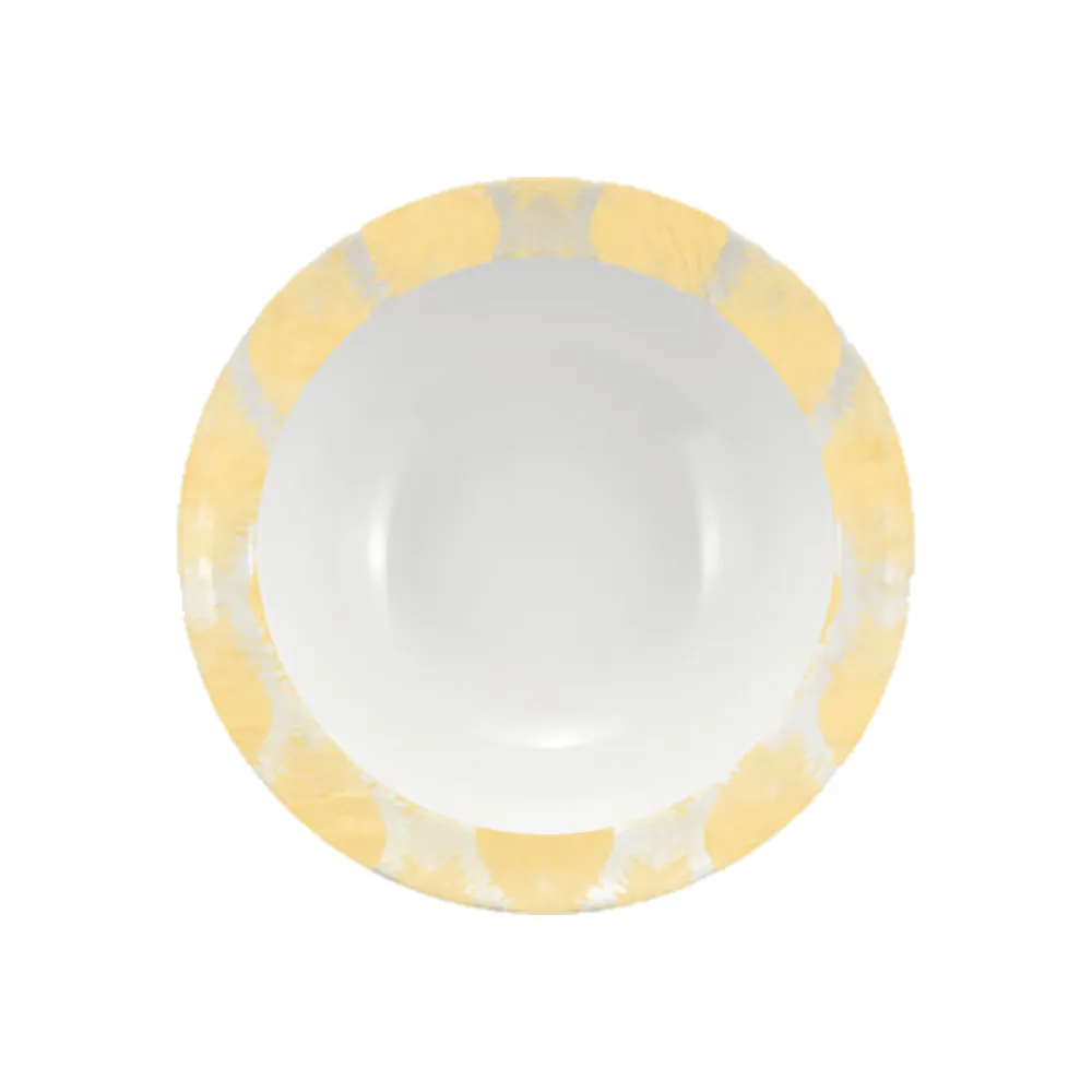 Bauscher Care Dimension Invita Schüssel Dekor auf Fahne Calmera yellow gelbelb-weißes Muster, flacher Teller