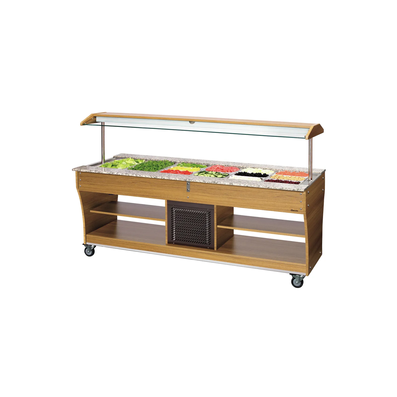 Bartscher 125527 Buffetwagen kalt 6x 1/1 GN Ansicht Komplett, mit Essen