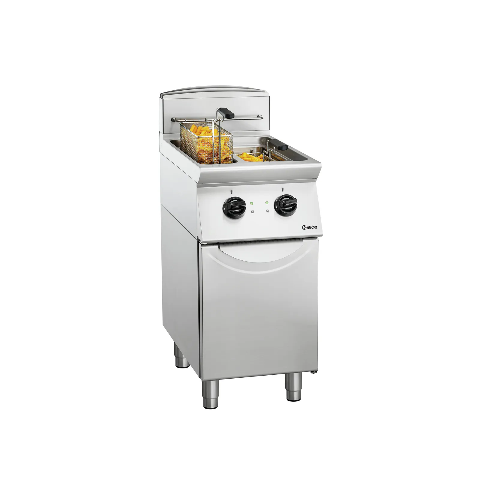 Bartscher 272335 Fritteuse 700 B400 2x8L Ansicht Komplett, mit Pommes, Fritteuse, Fritteuse, Gasfriteuse, Edelstahl, Herd