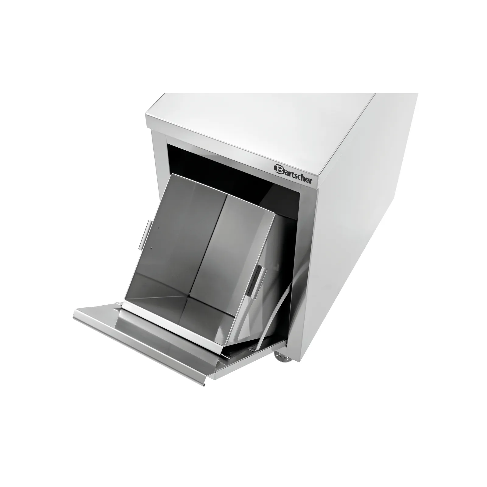 Bartscher 317347 Abfalleimerschrank 700A1 MA Ansicht von oben, geöffnet, spüle, stahl, küche, anthrazit, industriell