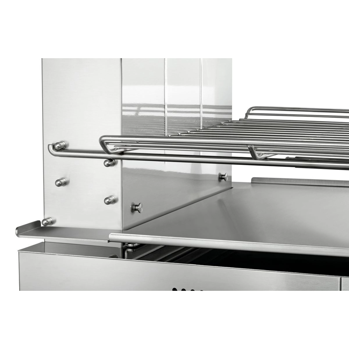 Bartscher 101548 Salamander Ansicht seitlich der Höhenverstellung des Gitters in hohe Höhe Bartscher 101548 Salamander Ansicht seitlich der Höhenverstellung des Gitters in hohe Höhe