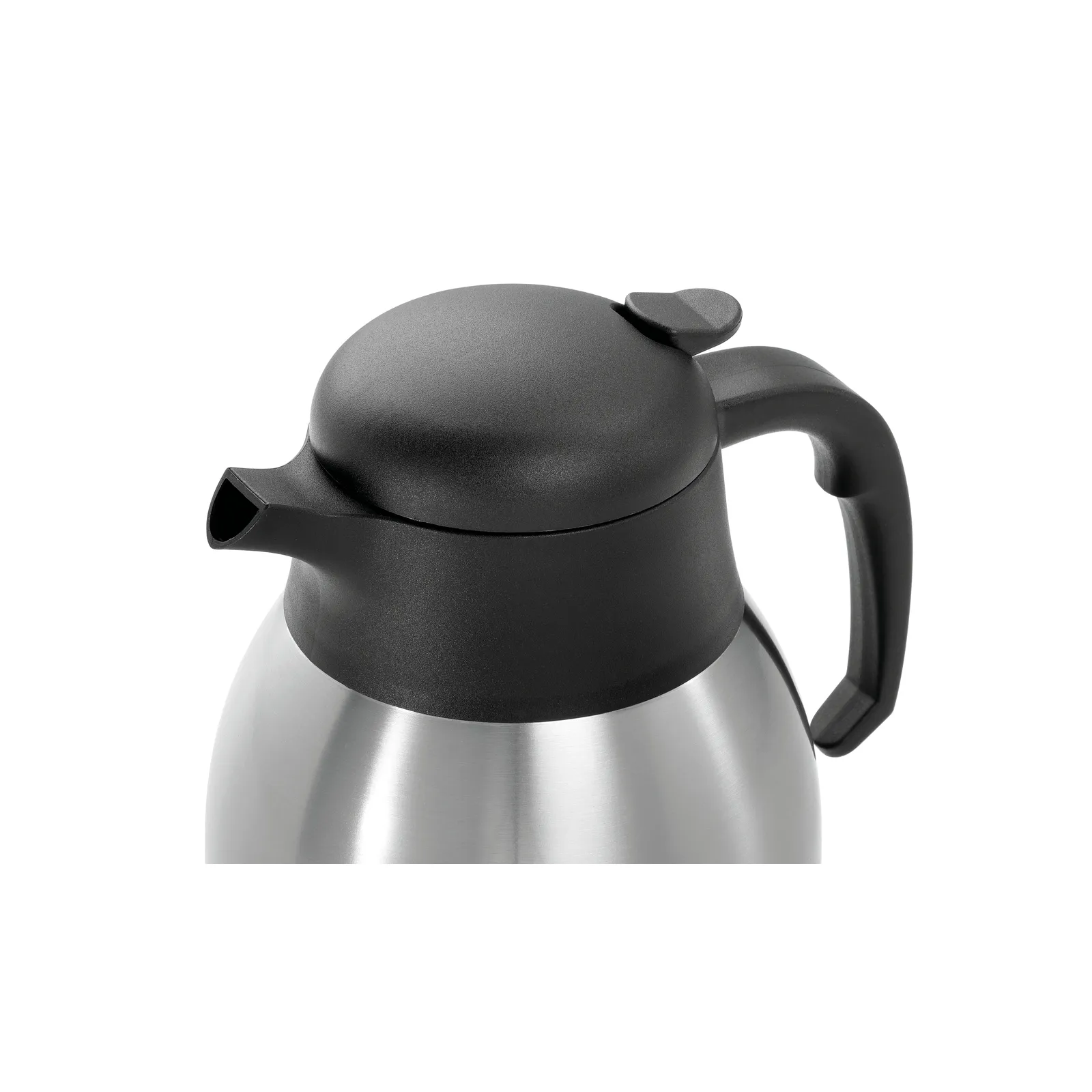 Bartscher 190114 Isolierkanne 1,4L-ST Nahansicht Deckel, Kaffeekanne, Thermoskanne, Stahl, Schwarz, Spitzaufsatz
