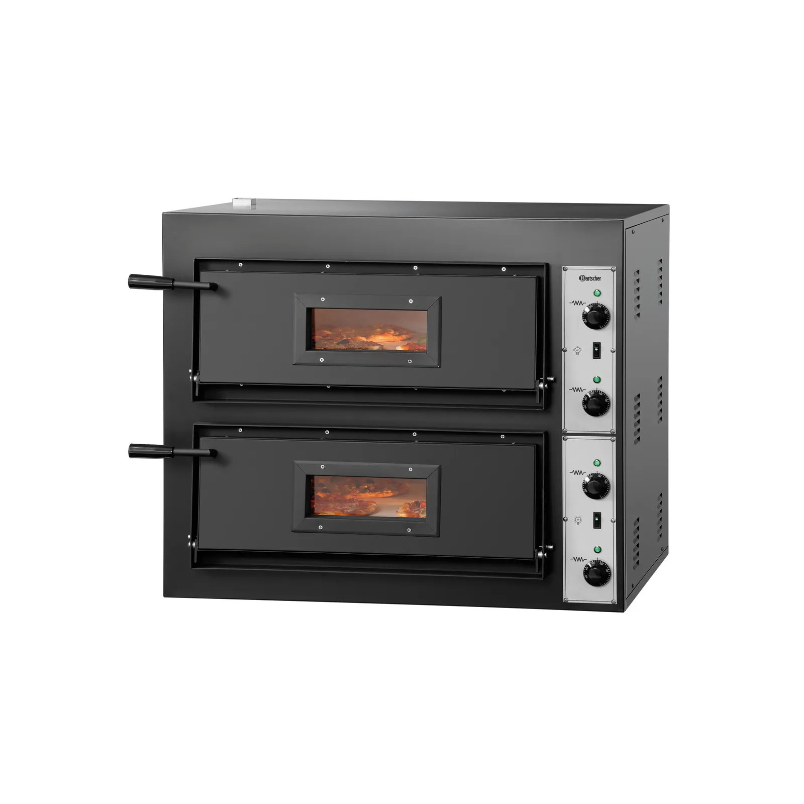 Bartscher 2002020 Pizzaofen CT 200 Ansicht Komplett, geschlossen, mit Pizza, Backofen, Doppelbackofen, Gas/Elektroofen, Back​​ofenkammer, Metallkonstruktion