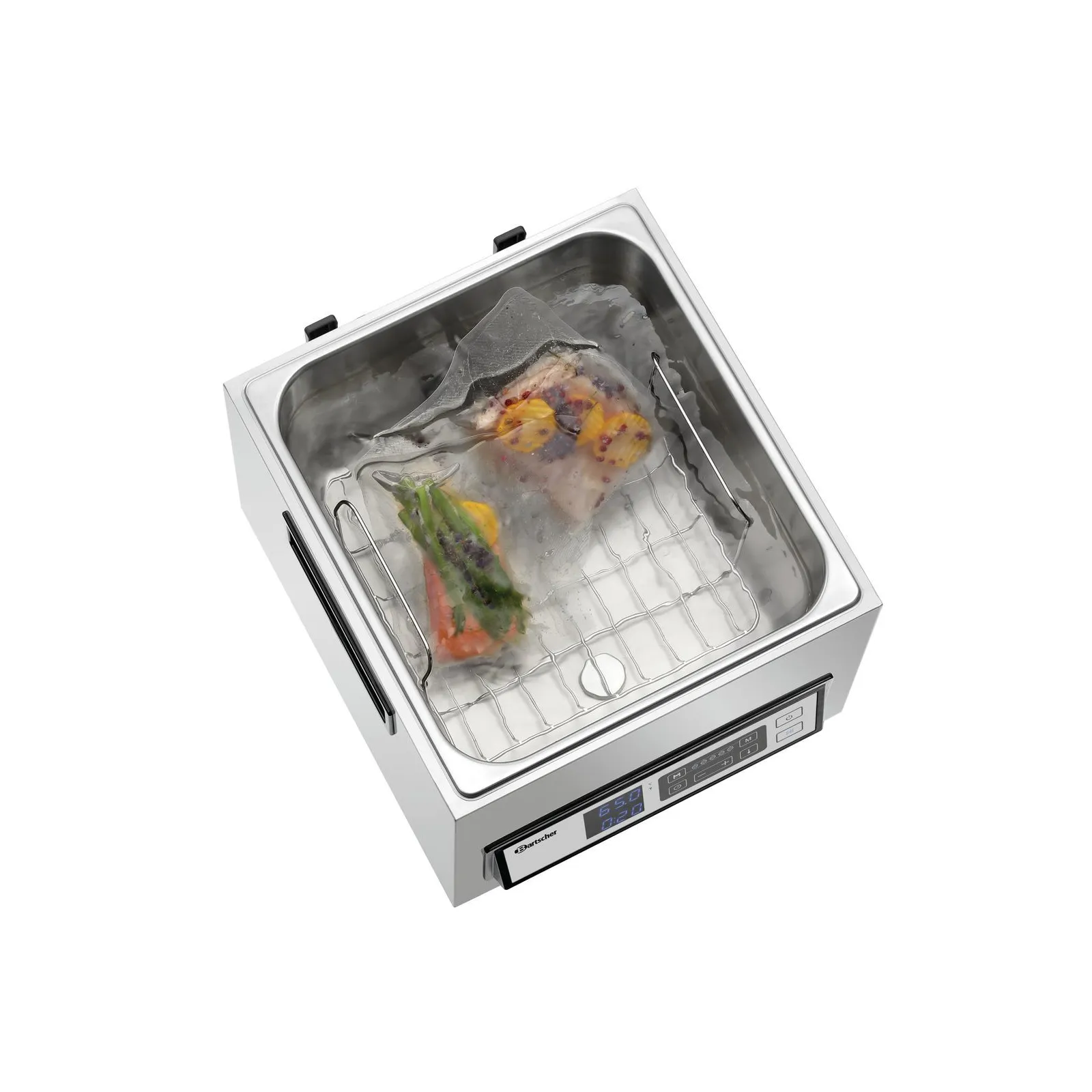 Bartscher 115131 Sous-Vide-Garer SV G16L Ansicht von oben, mit Essen, Tiefkühlgerät, Gourmet-Dampfgarer, Auflauf mit Gemüse, Küchenmaschine, Küchenzubehör