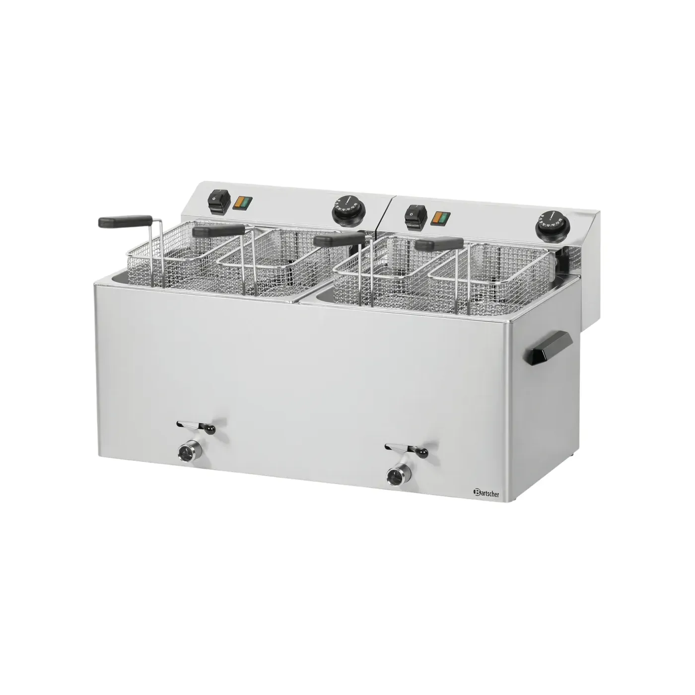 Bartscher 162910 Fritteuse PROFESSIONAL II Ansicht Komplett, 4 Körbe, Friteuse, Doppel-Fritteuse, Fritteusenkorb, Thermostat, Stahlgehäuse