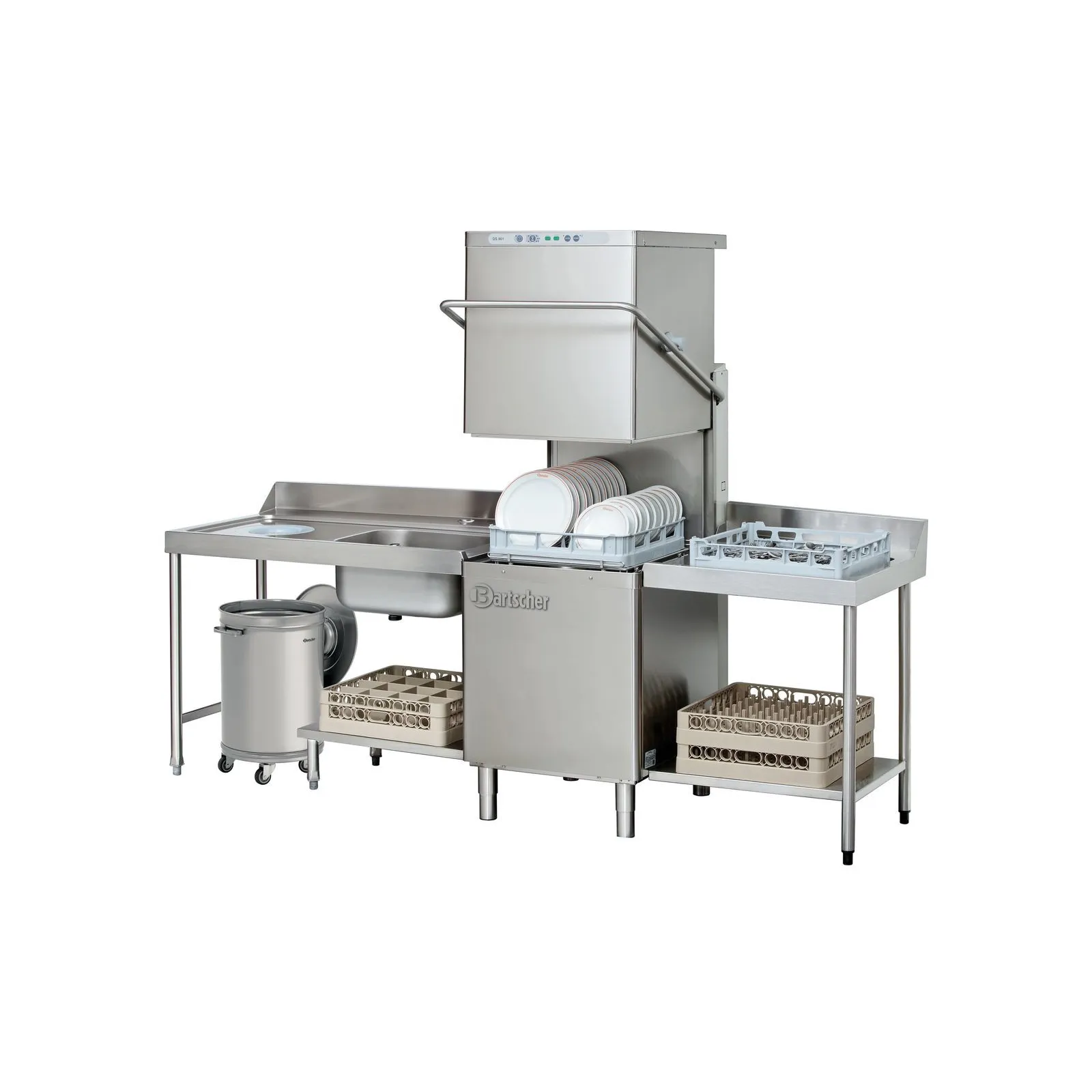 Bartscher 860006 Abfalleimer 56L Ansicht Komplett in Benutzung, induction dishwasher, commercial kitchen, stainless steel, dish rack, ice-cream washer?