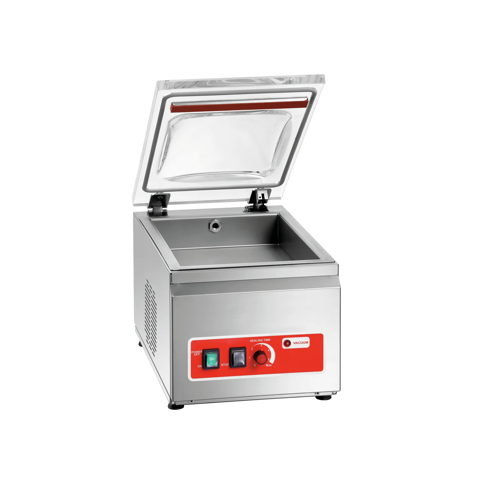 Bartscher 300301 Vakuumiergerät K 250/150L Ansicht Komplett, geöffnet, tiefe Wanne