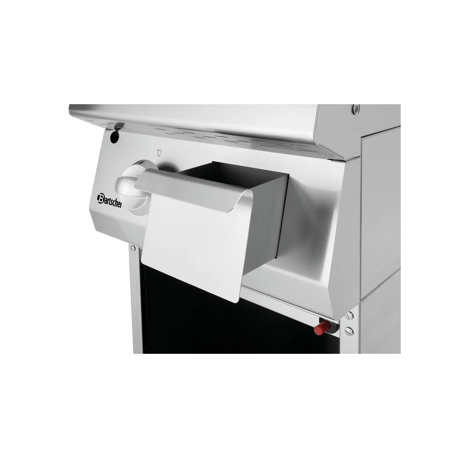 Bartscher 2856211 Lavasteingrill 700VR G90 Nahansicht Fettauffangbehälter, gasgrill, auslauf, griff, edelstahl, schublade