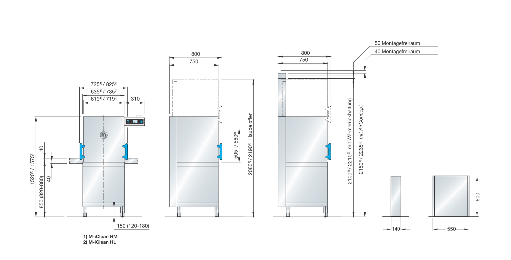 Meiko Maßzeichnung M-iClean H   Meiko Maßzeichnung M-iClean H