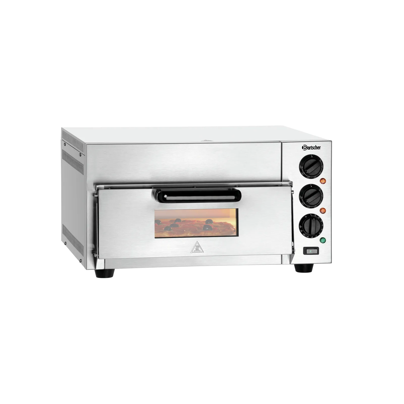 Bartscher 2002102 Pizzaofen ST415 Ansicht Komplett, mit Essen, Backofen, Toasterofen, Edelstahl, Manueller Ofen, Küchengerät
