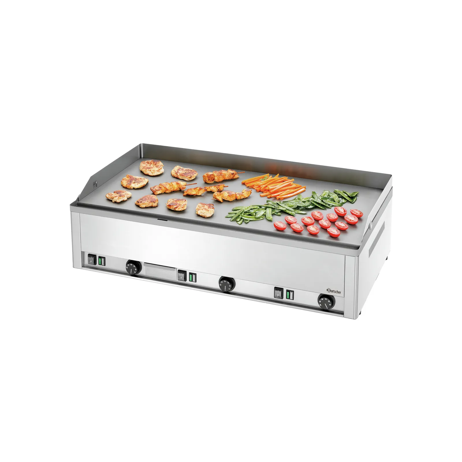 Bartscher A370039 Griddleplatte Ansicht Komplett mit Essen gedreht