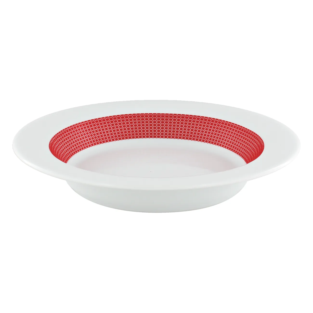 Porzellanschale, Teller, Rotes Muster, Innenring Rot, Großer Durchmesser