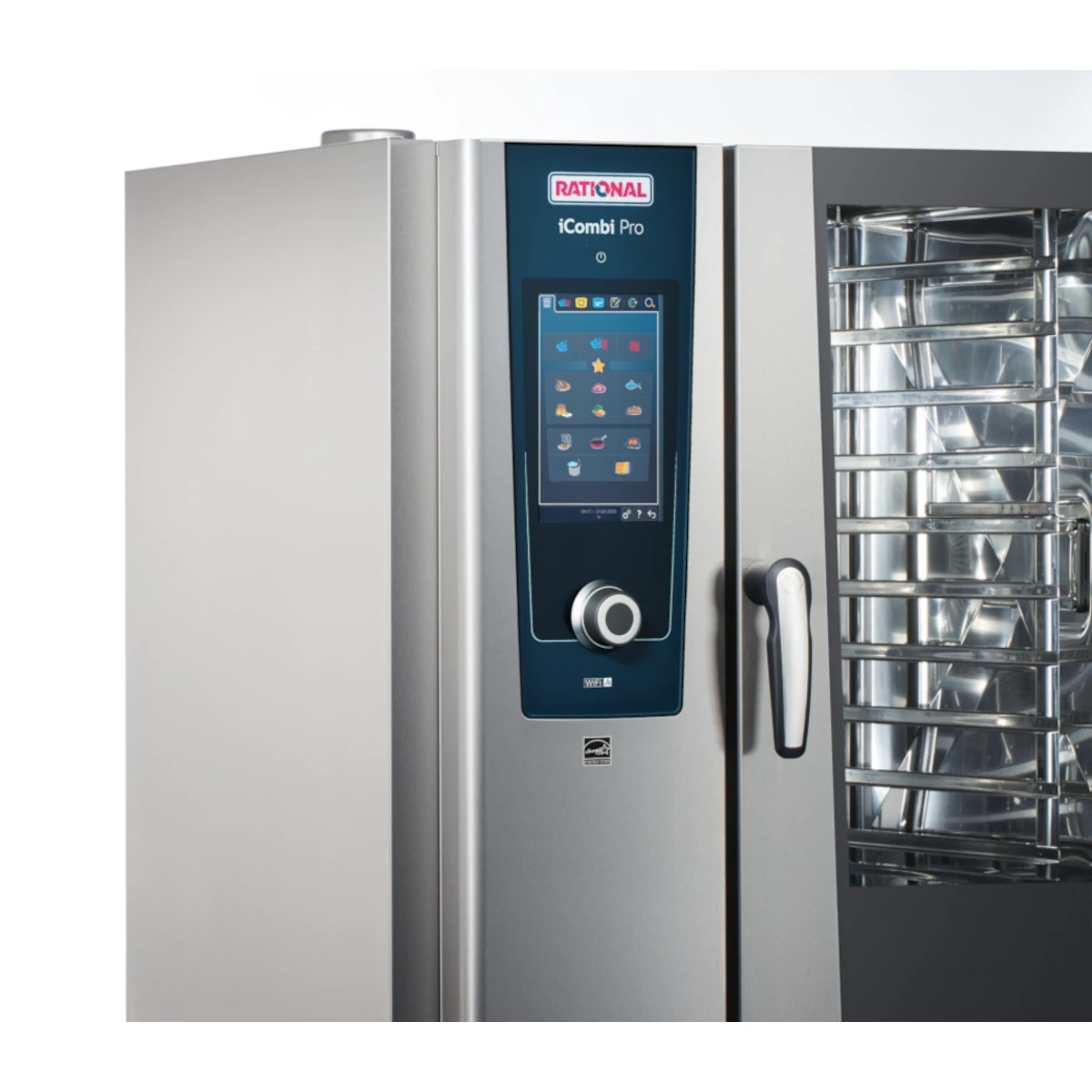 Kühlschrank, Kombi-Garer, Touchscreen, Stahl, Schwarz-Blau
