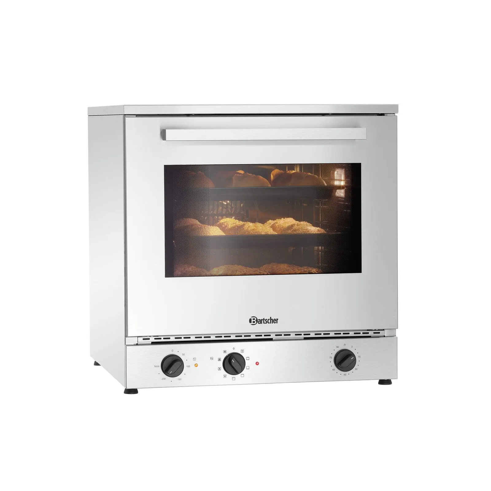 Bartscher 121782 Heißluftofen MF6430 Ansicht Komplett, mit Brötchen, Backofen, Elektrobackofen, feste Tür, Vollglasfront, Stellfüße