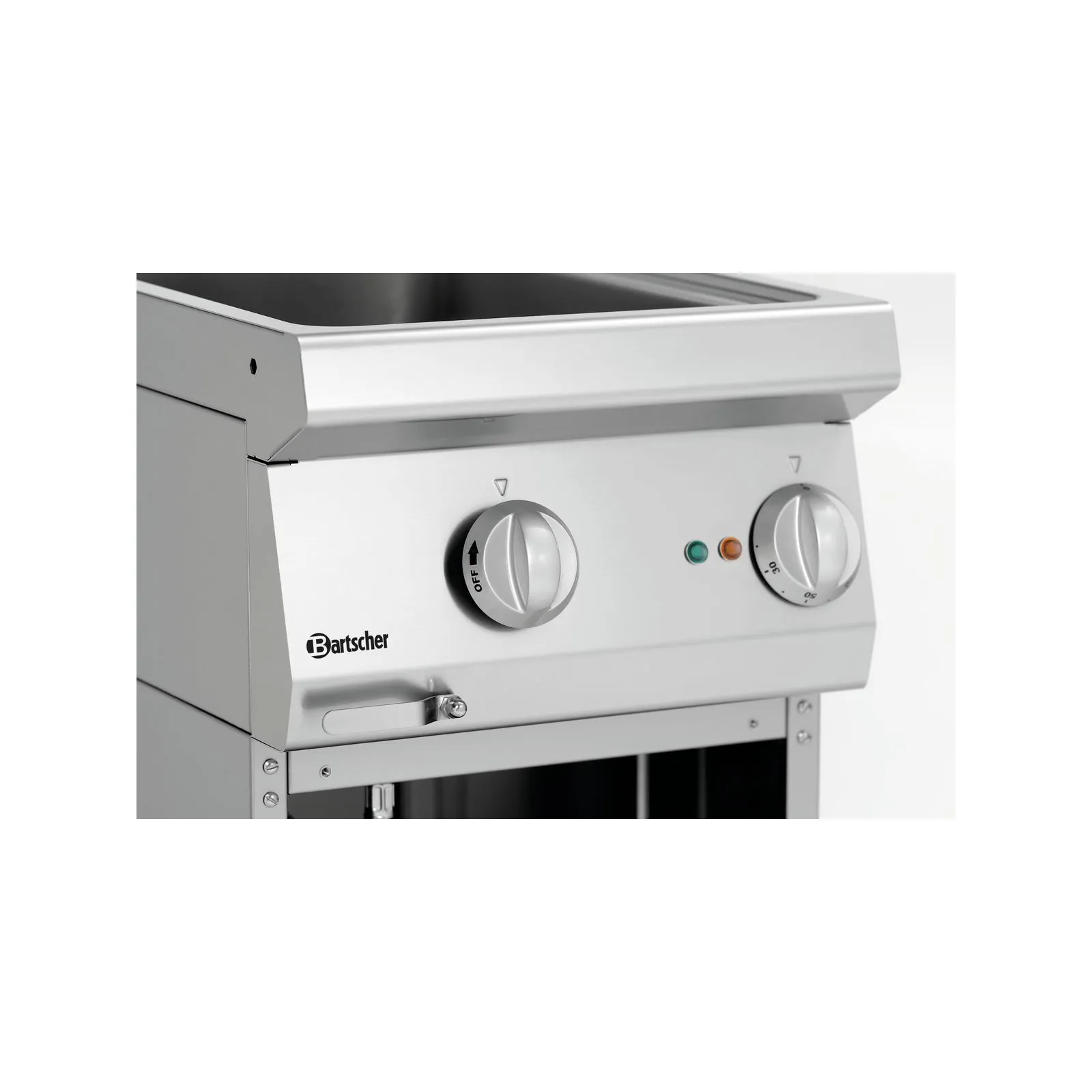 Bartscher 286301 Bain Marie 700 B400 UO mWE Nahansicht Bedienelemente, Grill, Gasgrill, Kochfeld, Stahl, Bedienelemente
