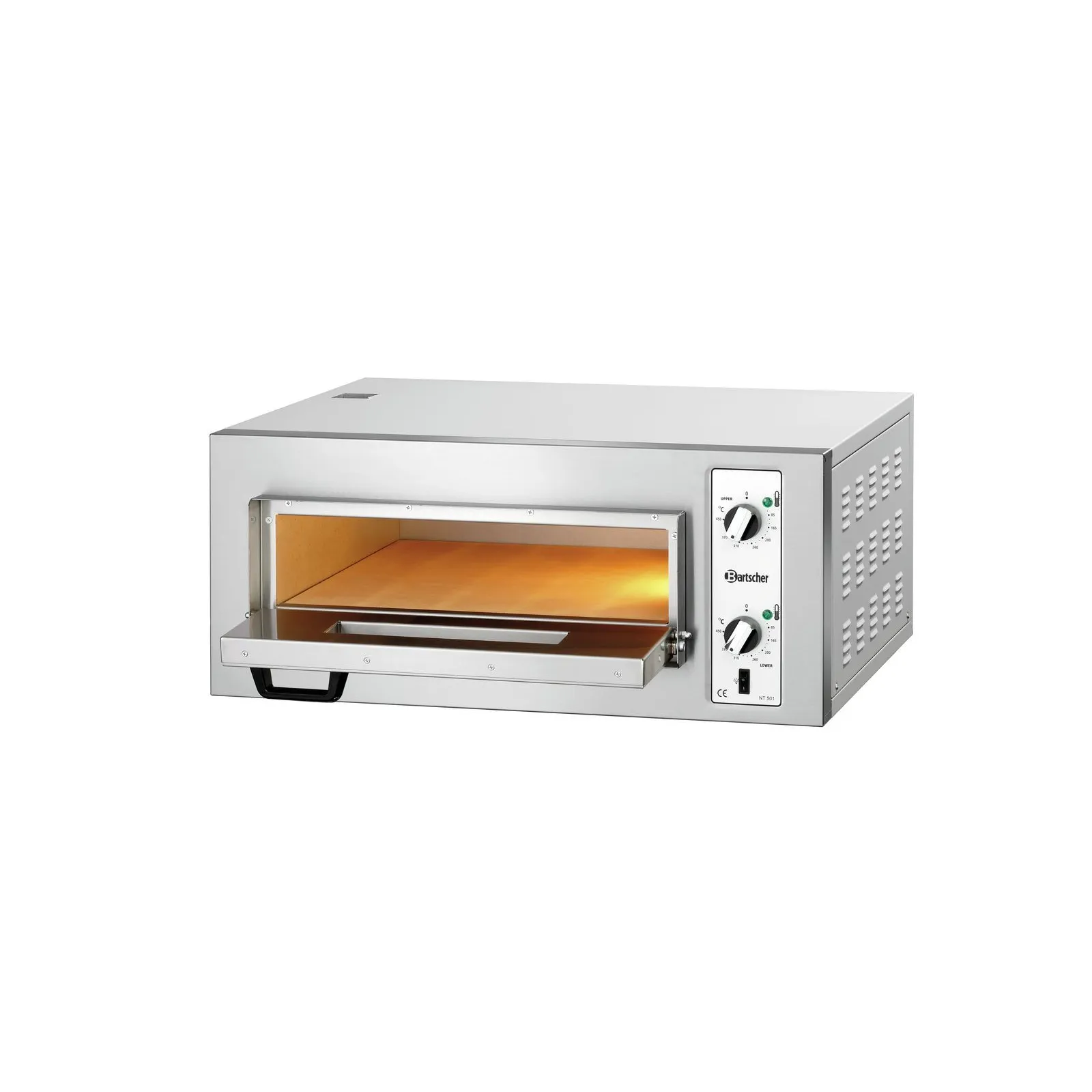 Bartscher 2002018 Pizzaofen NT 501 Ansicht Komplett, geöffnet, Backofen, Elektro-Ofen, Stahl, Gehäuse, Temperaturregelung