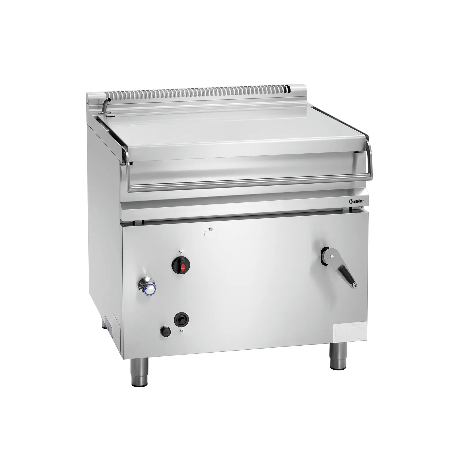 Bartscher 1930311 Kippbratpfanne G80LHK Ansicht Komplett, Gasgrill, Edelstahl, Bedienknopf, einstellbare Flamme, Profi-Grill