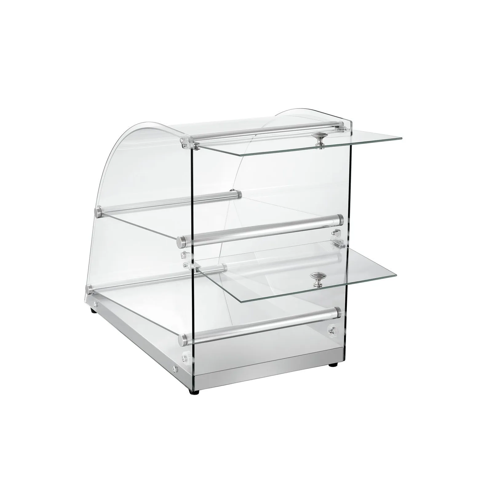 Bartscher 700355 Buffetvitrine 70L Ansicht Komplett leer von hinten, Glasdisplay, Auslage, Verkaufshalter, Regal aus Glas, Lauglas-Display