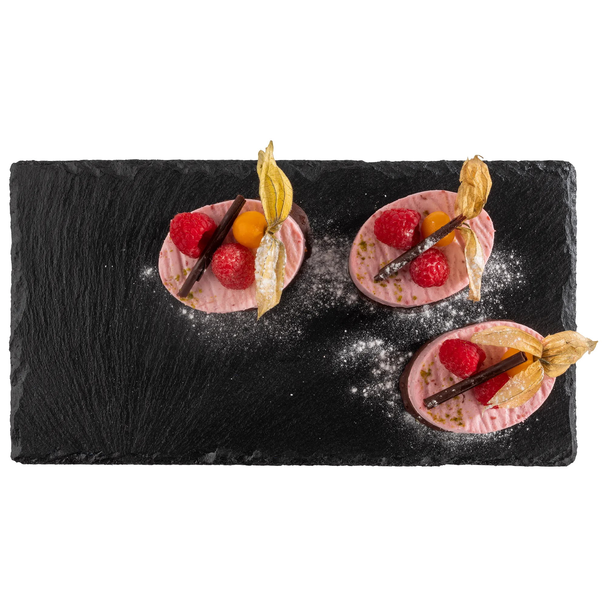 APS GN Naturschieferplatte 00992 Draufsicht mit Beispiel Dessert