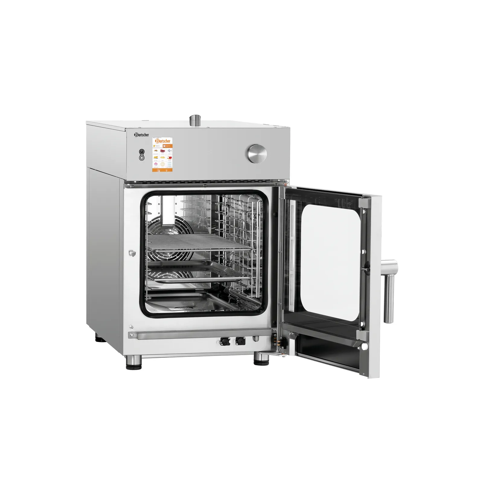 Bartscher 117262 Kombidämpfer Silversteam-K 6110D Ansicht Komplett, offene Tür, Backofen, Kompaktbackofen, Edelstahl, Schrankbackofen, Glasfront