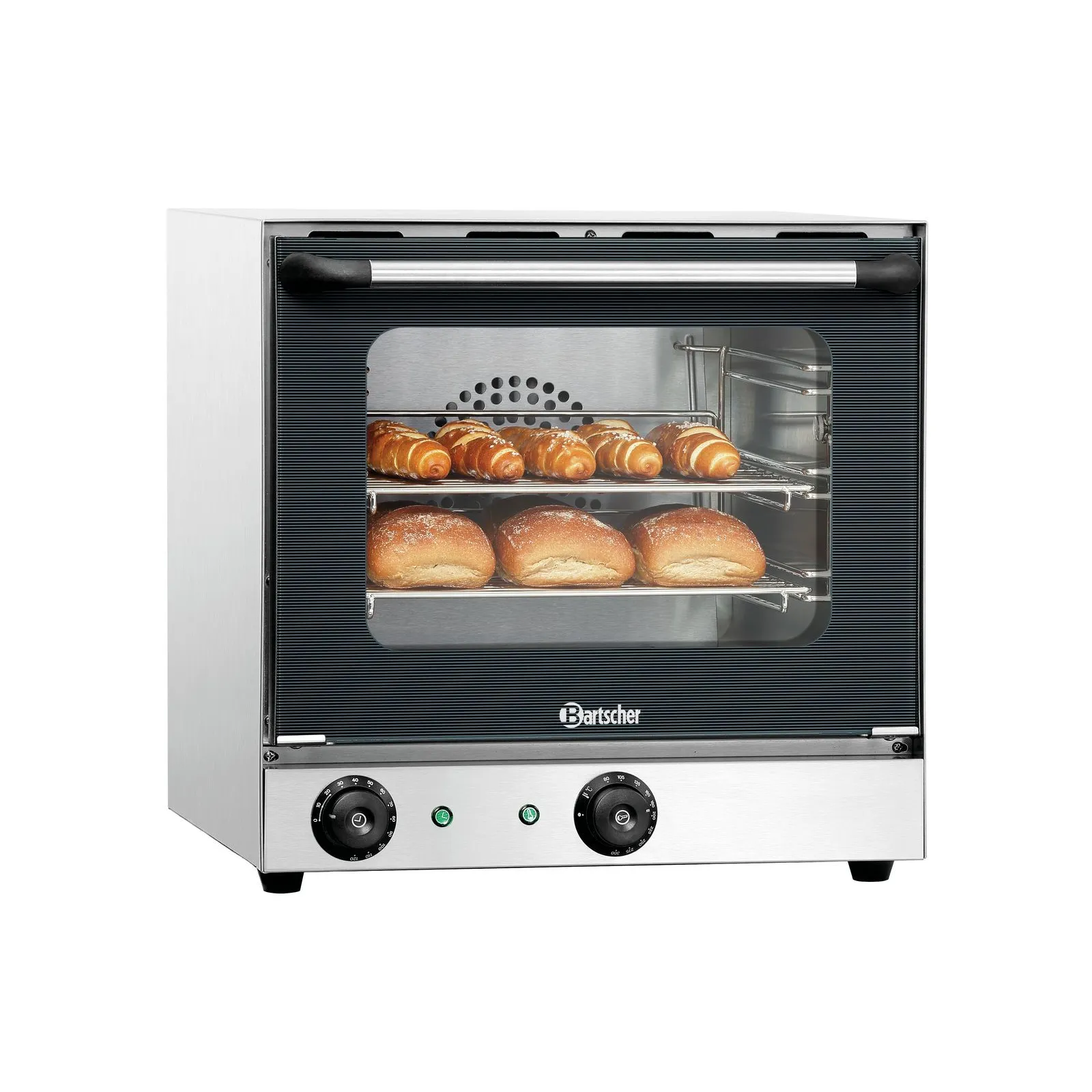 Bartscher 120789 Heißluftofen AT110 Ansicht Komplett, mit Brötchen, Backofen, Toaster-Ofen, Mini-Backofen, Edelstahl, Brotbacken