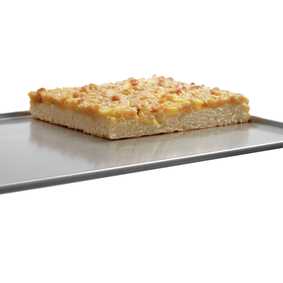 Bartscher 100406 Backblech 1 Bartscher 100406 Backblech mit Rand und einem Stück Streuselkuchen