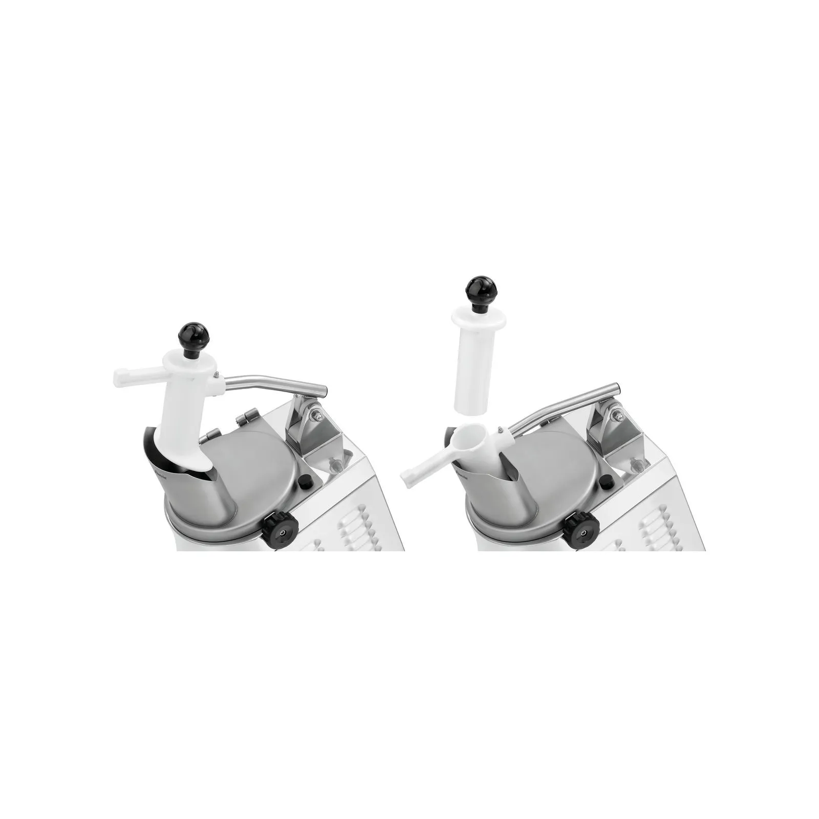 Bartscher 120327 Gemüseschneider GMS601 Ansicht Stopfer, drinnen und draußen