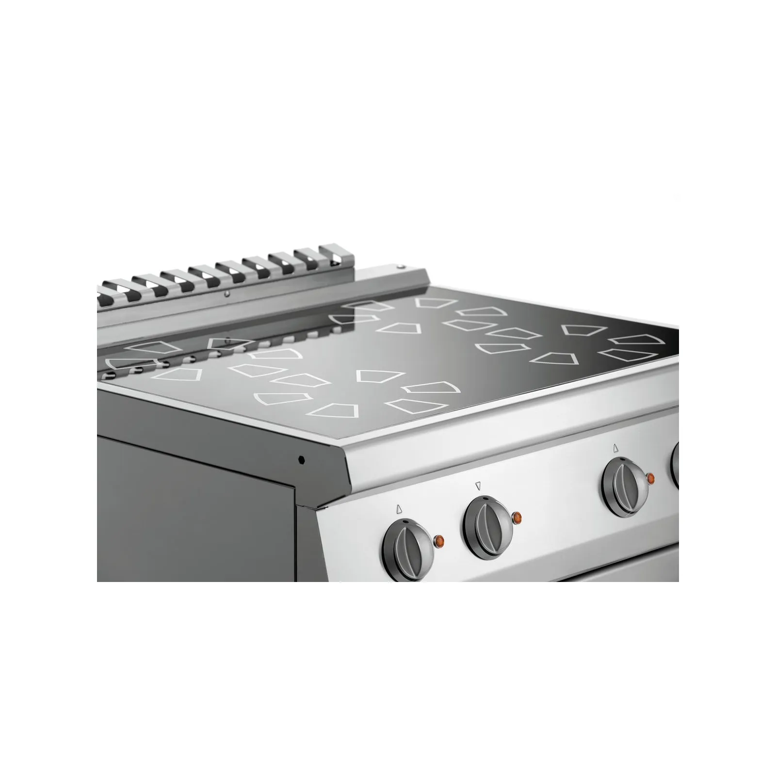 Bartscher 287431 Elektroherd 700 4 Felder EBO Nahansicht Herdplatte, induktionsgrill, gasgrill, edelstahl, grillfläche, bedienknöpfe