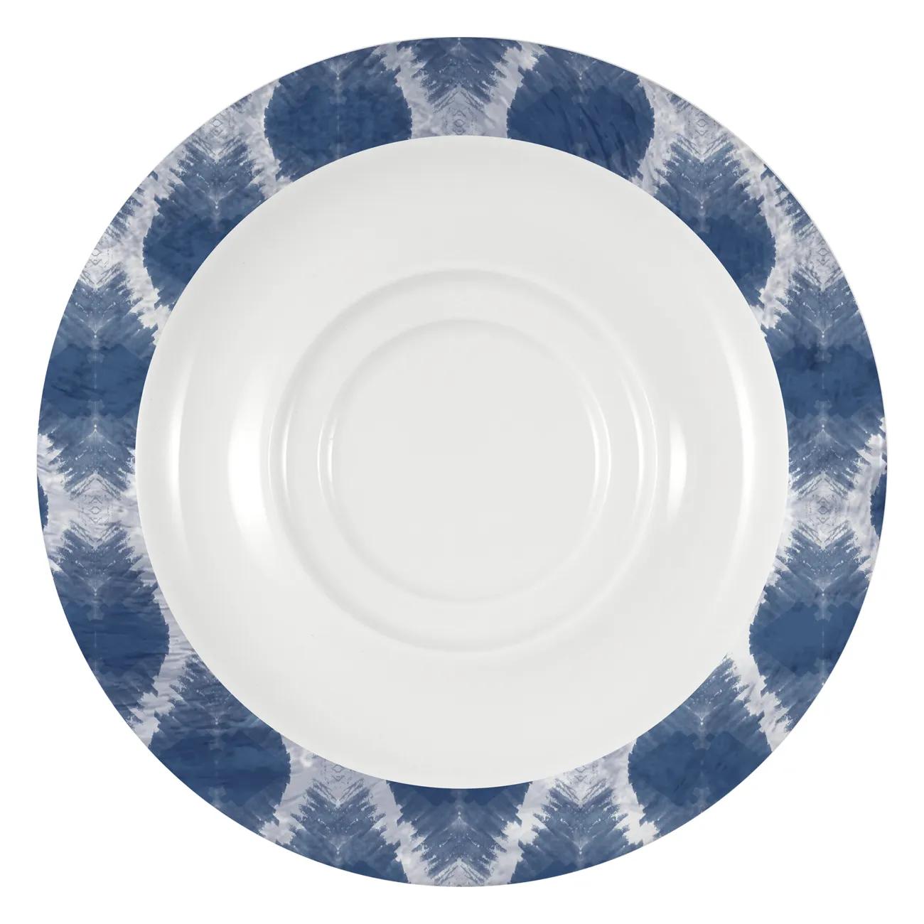 Teller, Teller-Set, Porzellan, Blau-Weiß, Muster: Ikat