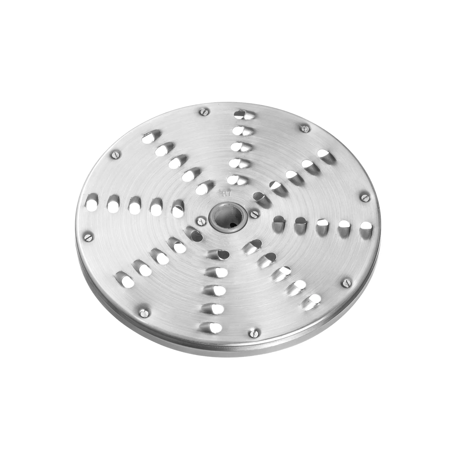 Bartscher 120325 Gemüseschneider GMS550 Ansicht Schneidscheibe Z7a, großes metallrad, Abdeckplatte, Schraubensockel, Lochplatte, Metallplatte