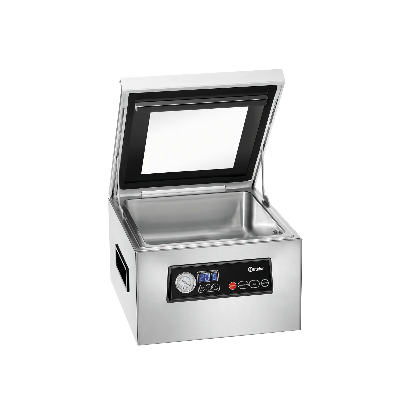 Bartscher 300747 Vakuumiergerät K 300/60L Ansicht Komplett, offen, Vakuumierer, Vakuumiergerät, Küchengerät, Stahlgehäuse, Digitalsteuerung
