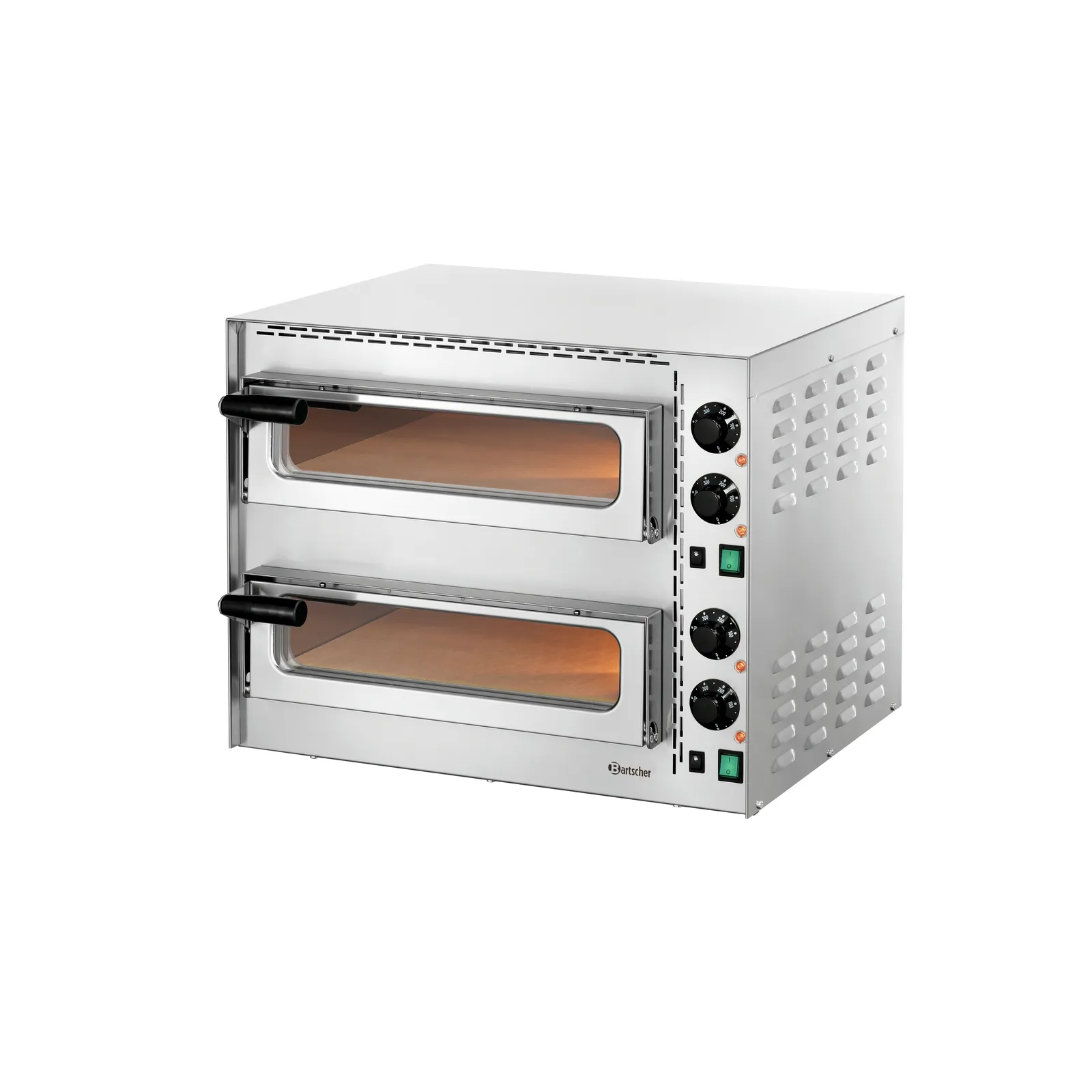 Bartscher 203535 Pizzabackofen Mini Plus 2 Ansicht Komplett, angeschaltet, leer