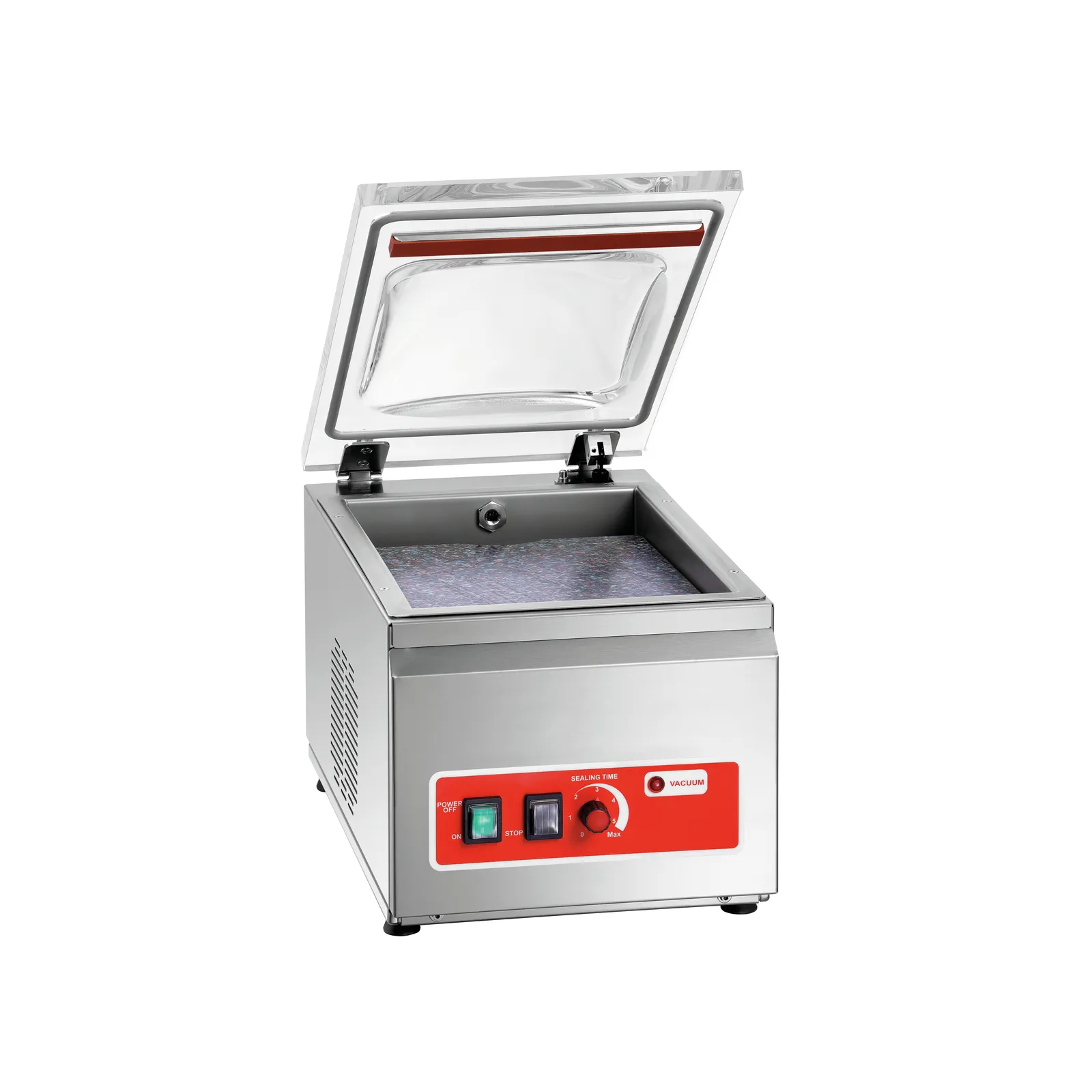 Bartscher 300301 Vakuumiergerät K 250/150L Ansicht Komplett, geöffnet, flache Wanne