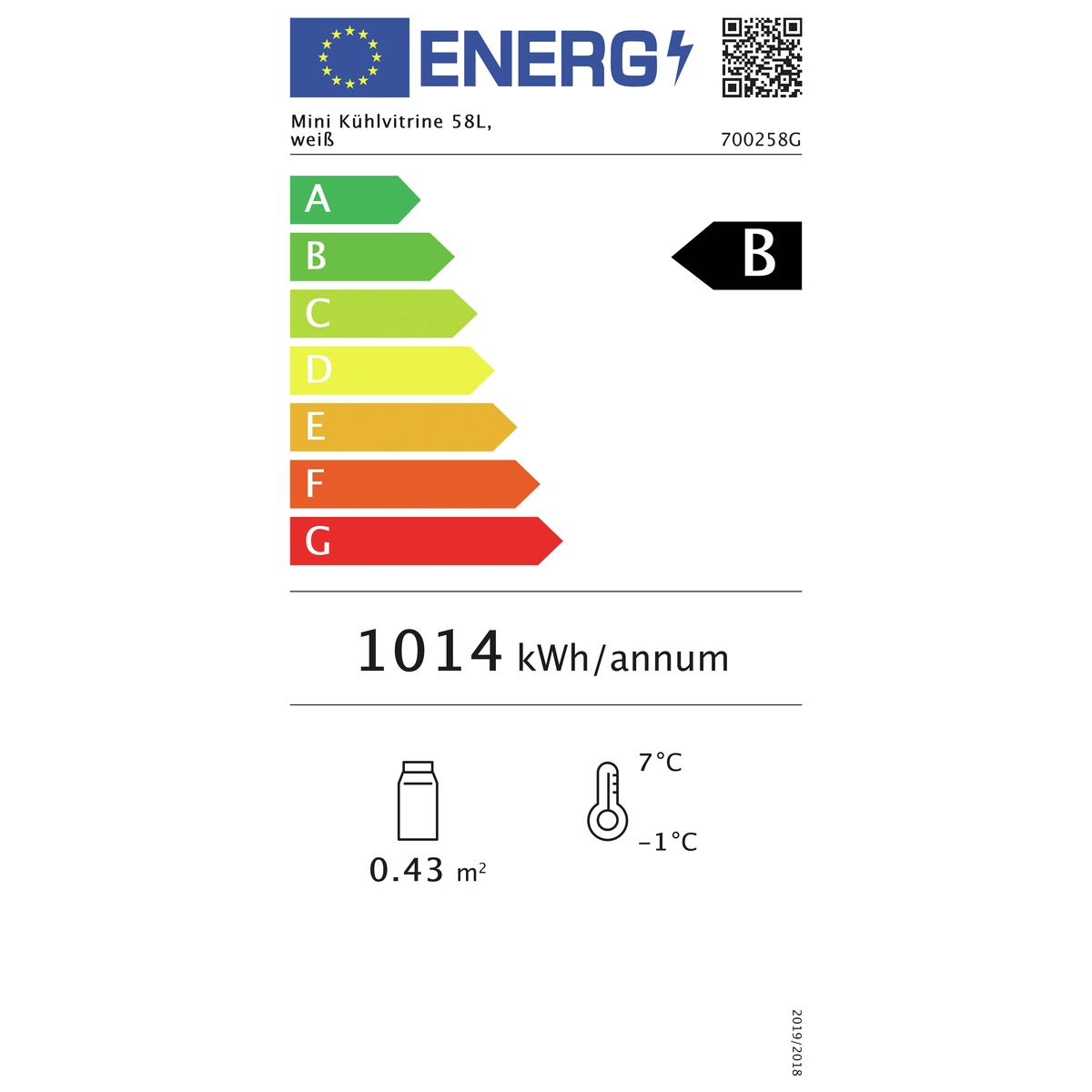 Bartscher 700258G Energielabel   Bartscher 700258G Energielabel