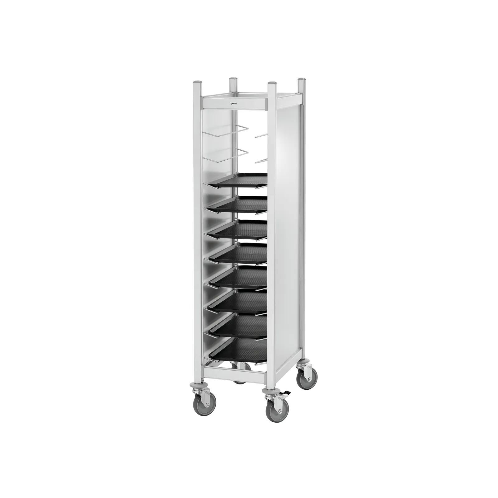 Bartscher 300149 Tablettwagen AT1000-GN Ansicht Komplett, mit Tablettes, trolley, Schrank auf Rädern, Aufbewahrung, Edelstahl, Räder