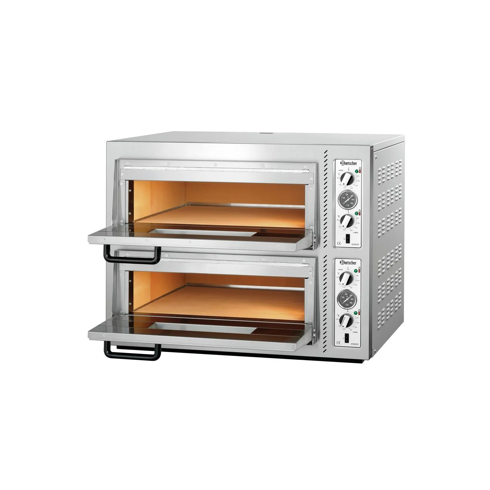 Bartscher 2002094 Pizzaofen NT 622VS Ansicht Komplett, geöffnet, Backofen, Doppel-Backofen, Elektrobackofen, Edelstahl, Gastronomie