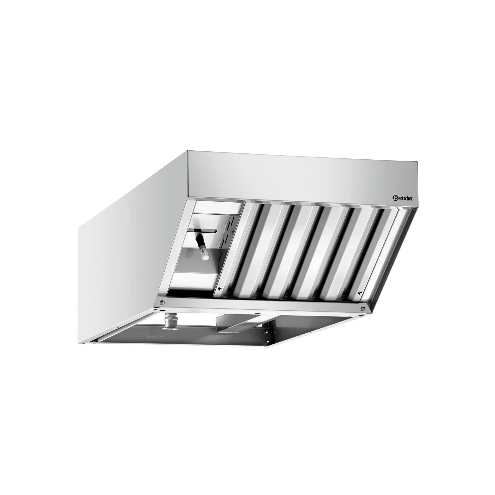 Bartscher 117002 Kondensationshaube Silversteam-K Ansicht Komplett, Dunstabzugshaube, Küchenabzug, Metall, Edelstahl, Korbfilter Option