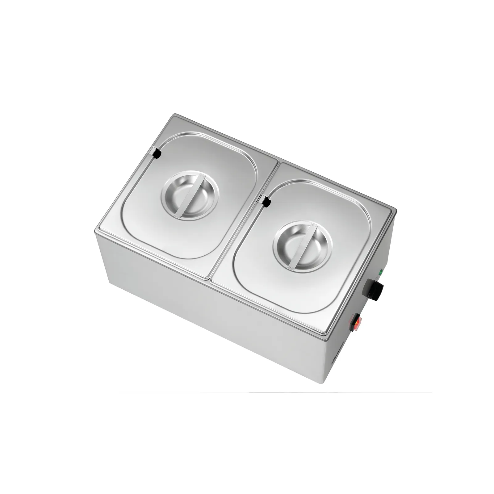 Bartscher 200232 Bain Marie 212-150 Ansicht von oben, abgedeckt, Wärmeschale, Doppelwärmer, Edelstahl, Induktionsbecken, Schlitzenverschluss