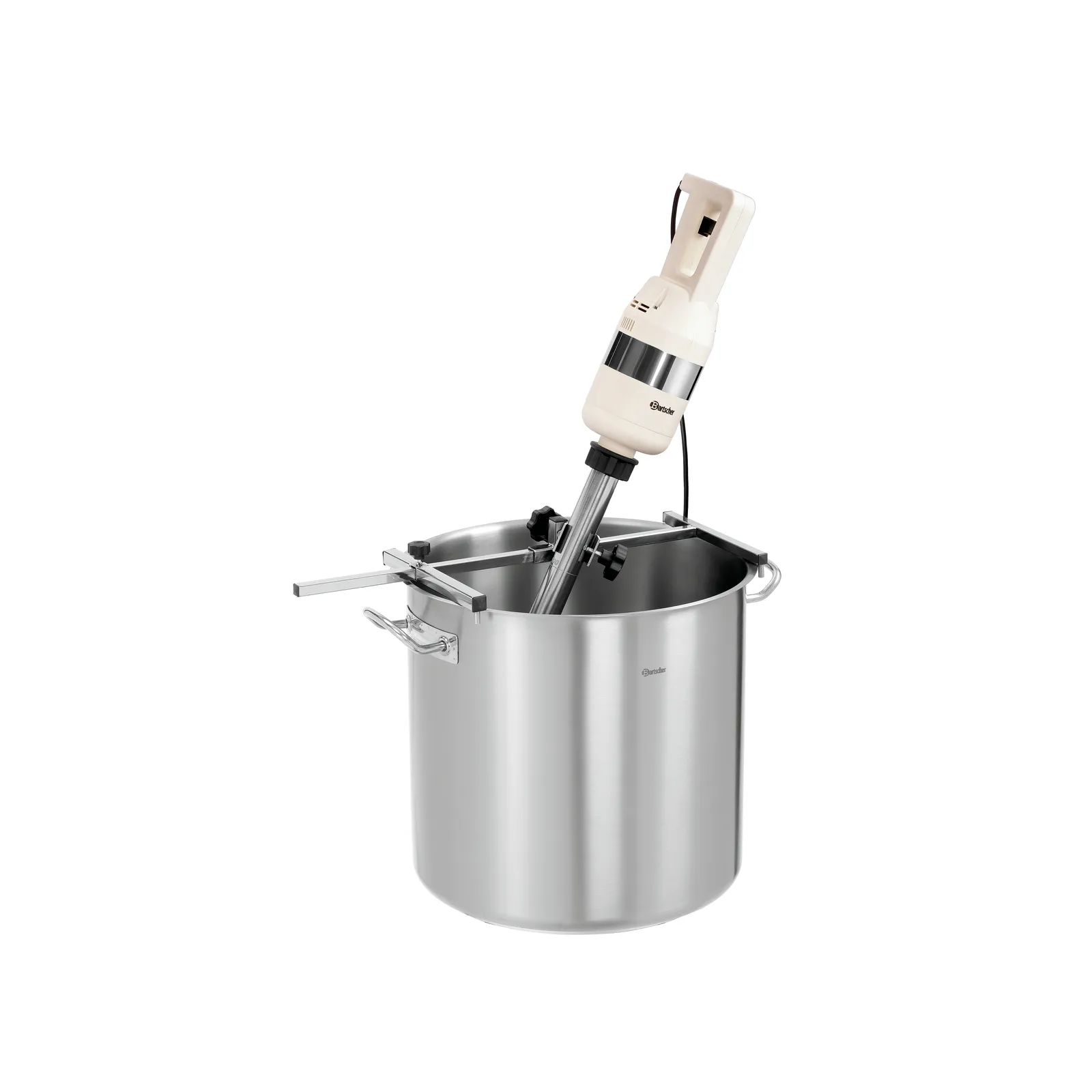 Bartscher 130140 Stabmixer-Halterung 600 Ansicht Komplett, rechts geneigt, Küchenmixer, Stabmixer, Edelstahlbehälter, Pürierstab, Elektrischer Mixer