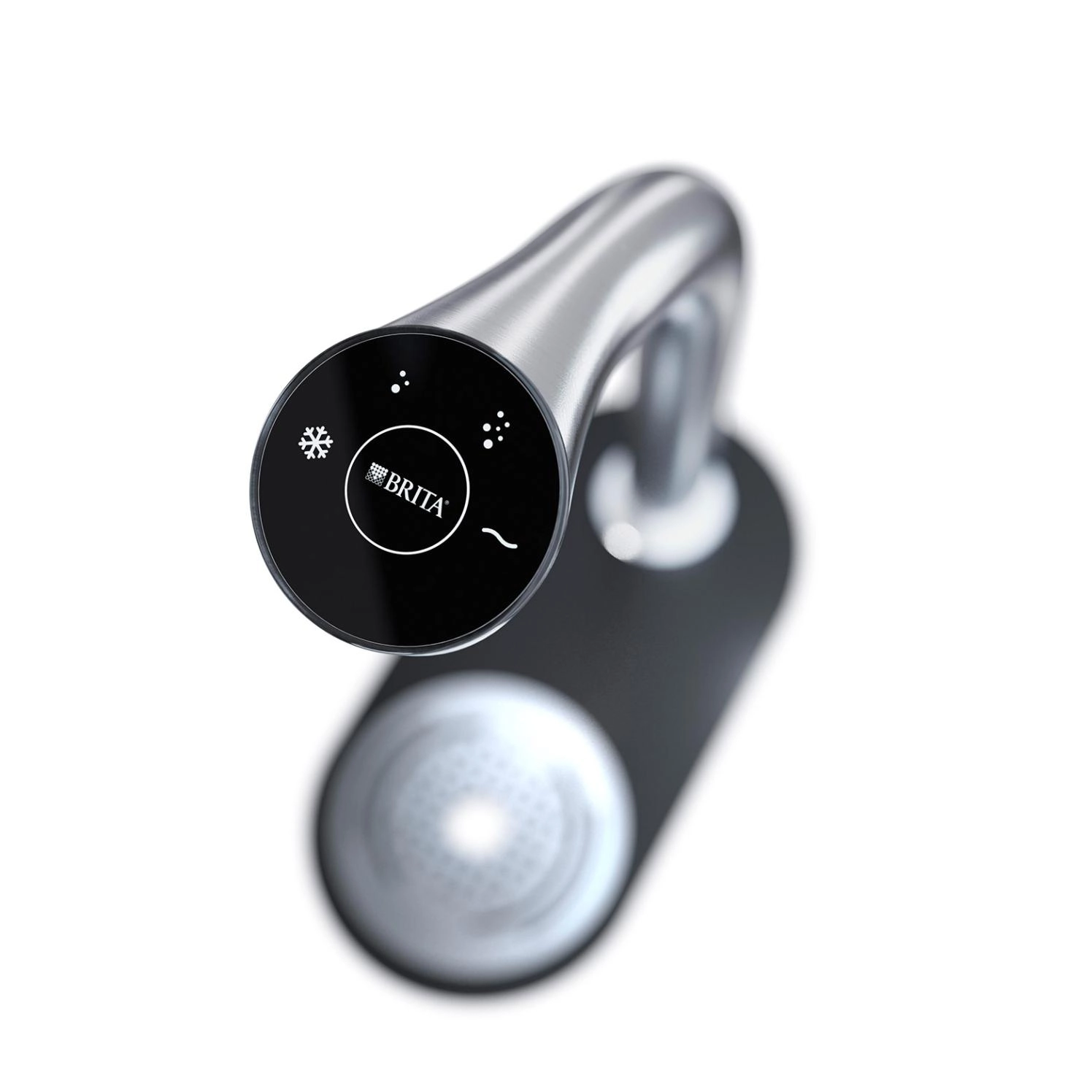 Brita Extra C Tap Still sprudelnd 2   Brita Extra Wasserspender C Tap Still und sprudelnd komplett Draufsicht mit Detailansicht Display