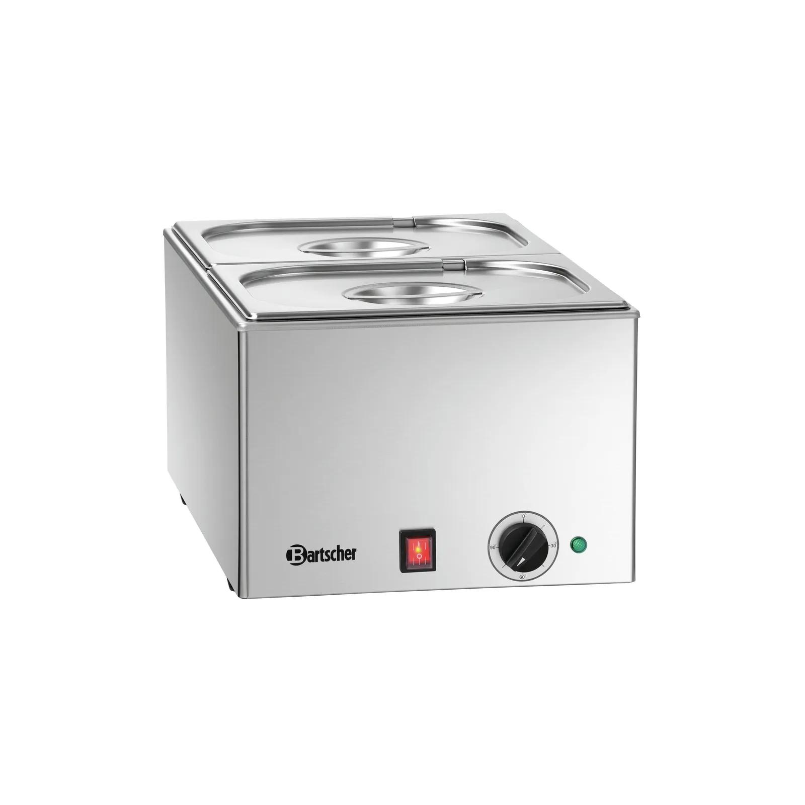 Bartscher 200232 Bain Marie 212-150 Ansicht Komplett, abgedeckt, Elektrogerät, Wärmeplatte, Doppeltopf, Schwarz/edelstahl, Temperaturregler